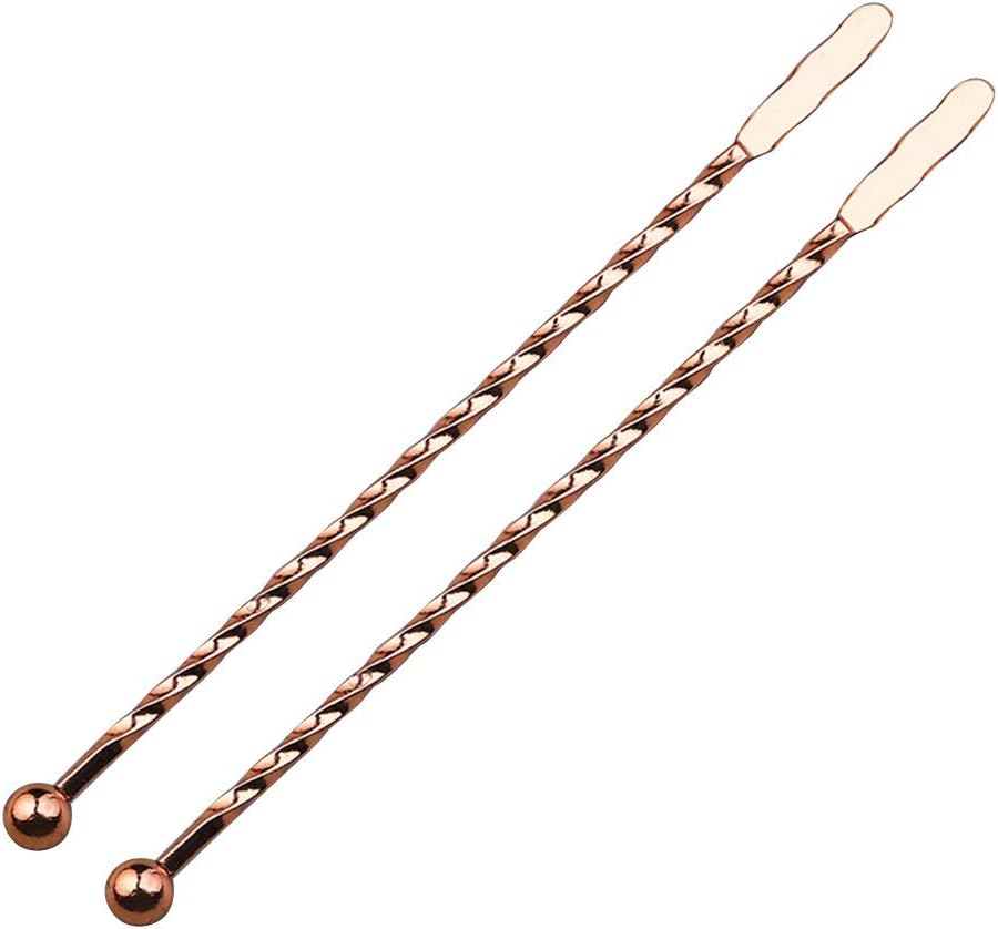 5/10pcs 304 Stainless Steel Swizzle Mixing Sticks Bar Cocktail Muddler Drink Mixer Thread Stirring Sticks (Thread Rose Gold) DUOER (Color : 10pcs)