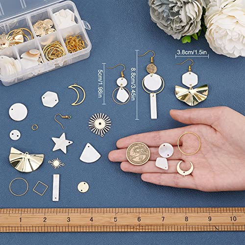 SUNNYCLUE 1 Box 10 works DIY Shell Earrings Dangle Making Starter Kit Seashell Charms Sun Moon Star Charms Geometric Teardrop Beads for Jewelry Making Kits Beginner Women DIY Craft Supplies - Image 3