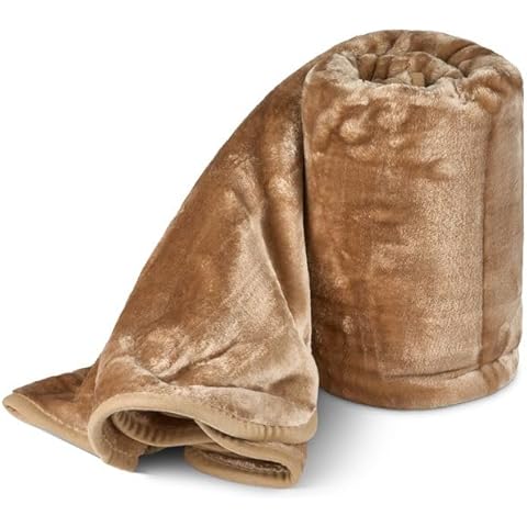 Bravich Hibernate Beige Faux Mink Throw Blanket Cover