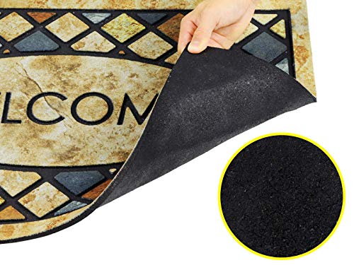 Chichic Door Mat Welcome Mat 24X 36 Inch Front Door Mat Outdoors For Home Entrance Outdoors Mat For Outside Entry Way Doormat Entry Rugs, Heavy Duty Non Slip Rubber Back Low Profile,Blue Welcome #TOP3