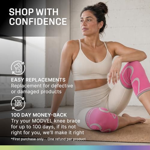 Image of MODVEL 2 Pack Knee Brace Compression Sleeve for Men & Women | Knee Support for Running | Medical Grade Knee Pads for Meniscus Tear, ACL, Arthritis, Joint Pain Relief. (S)