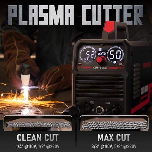 Image of YESWELDER CUT-50DS Plasma Cutter 50Amp, 110 /220V Dual Voltage IGBT Inverter with Digital Display, 1 /2 inch Clean Cut, for DIY & Automotive Repair Plasma Cutting Machine