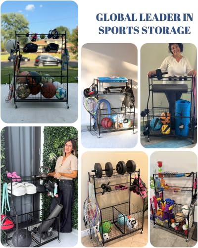 Image of Mythinglogic Rolling Sports Equipment Organizer for Garage Gear and Toys