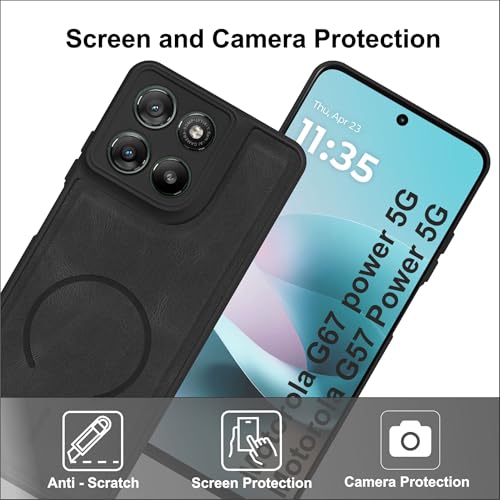 Image of SBMS Back Cover for Motorola G67 power /G57 Power | Ultra Slim Soft Rubberised Hard Case | Oil Feel Soft Leather Back | Mag-Safe Design (Mag-Safe Not Support) | Camera Protection Moto G67 power (Black)