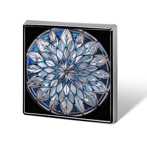 Broches y alfileres unisex con diseño de mandala de copo de nieve de color plateado, con cristales de colores, cuadrados, ligeros, para ropa, chal, sombrero