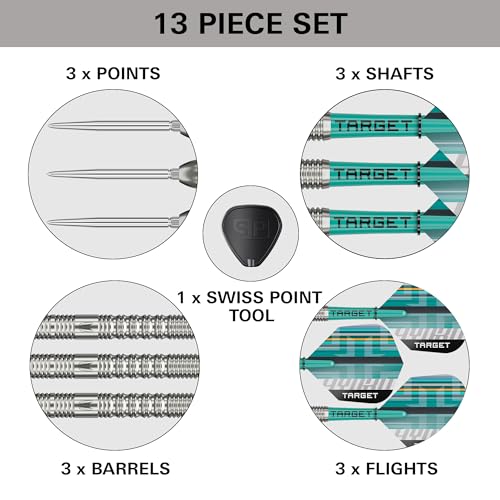 Image of Target Darts Hydro Steel Tip Dart Set, 21G /22G /23G /24G /25G /26G (Barrel 01 /02 /03) | 90% Tungsten Darts, Silver Swiss Point Tips, Pro Grip Tag Shafts & Pro Ultra No.6 Flights, SP Tool Included