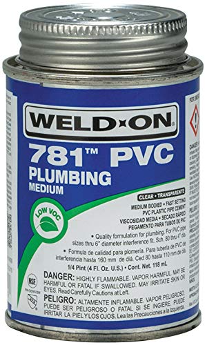 Weld-On 14009 781 PVC Medium-Bodied High-Strength Plumbing Solvent Cement - Fast-Setting and Low-VOC, Clear, 1/4 Pint (4 fl oz) - Thumbnail 5