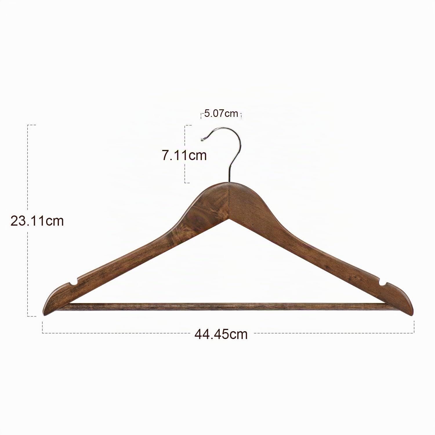 HOUSE DAY Grucce Appendiabiti in Legno Premium, 20 Pezzi, con tacche e Barra girevoli a 360°, per Pantaloni, Vestiti, Giacca, -44,5 cm Colore Noce
