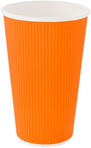 Vista 155 de Vasos de café de papel aislado de pared corrugada, 8 oz, Anaranjado