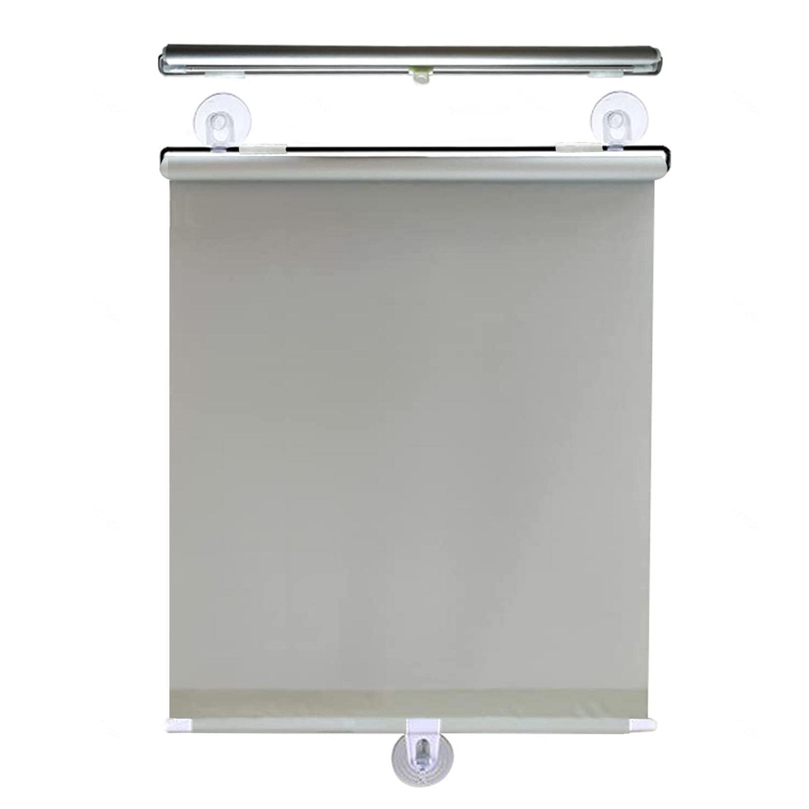 Kgudys Grey Blackout Roller Blinds With Suction Cups,Uv Resistant Roller Blinds,Indoor Sun Protection Roller Shades,Temporary Blinds For Windows And Doors,With Suction Cup Attachment,-58X125cm/23X49in