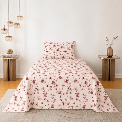 Image of Amazon Brand - Umi Soft Cotton Single Bedsheet 60X90 Inches | 160 TC Lightweight Fabric | Beautiful Elegant Design | Matching Pillow Cover
