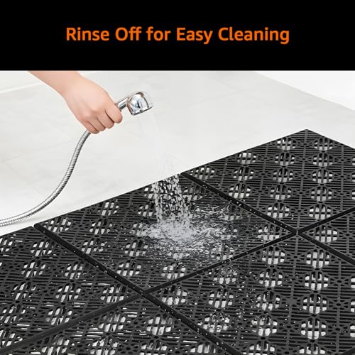 Image of Amazon Basics Interlocking Floor Tiles - Non-Slip Modular Design for Indoor and Outdoor Use, and Clean