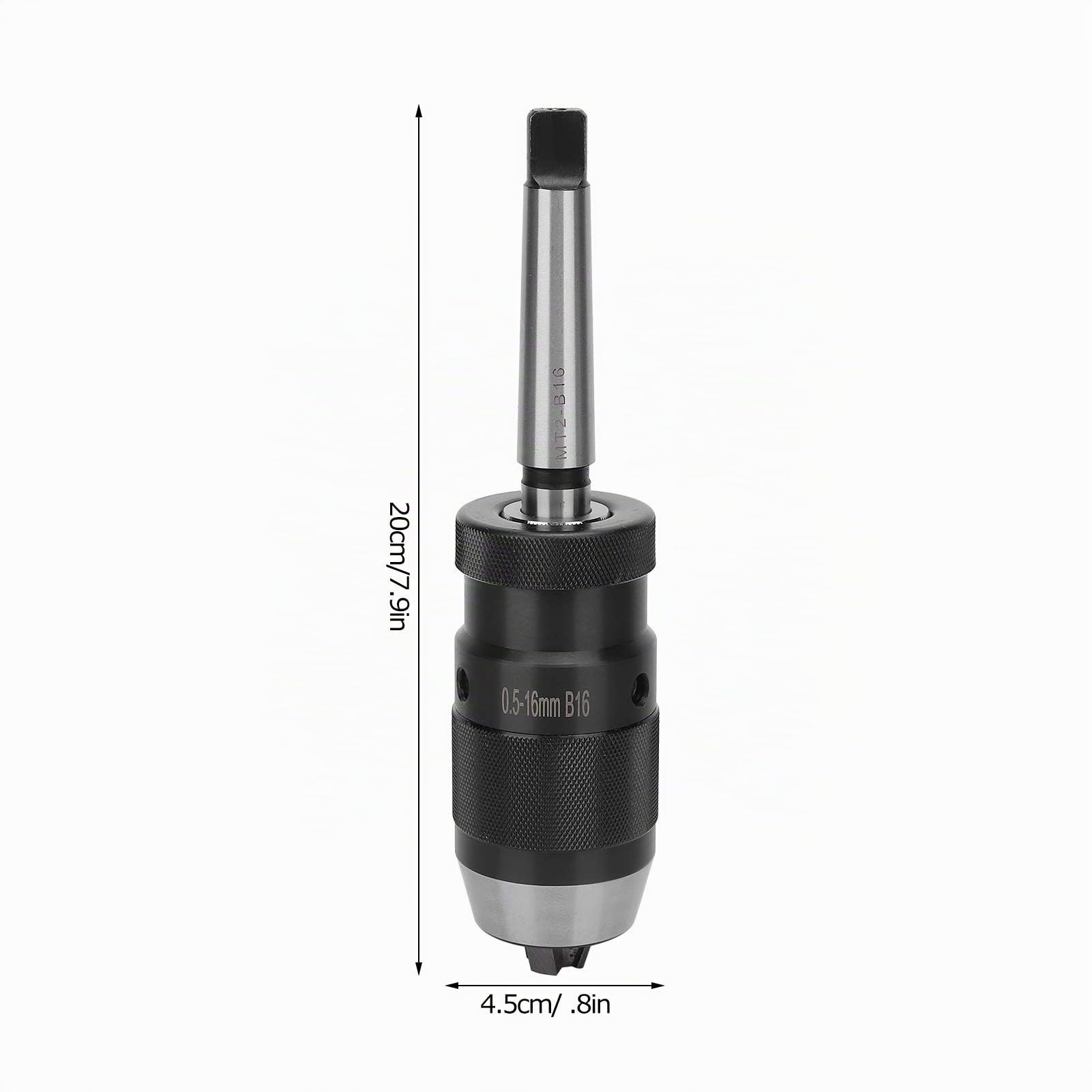 Mandrin de Percage MK2- B16, Mandrin Sans Clé Plage de Serrage 0.5‑16mm Cône Morse Mandrin Auto-serrant Sans Clé Mandrin pour Perceuse à Colonne, Fraiseuses et Tours
