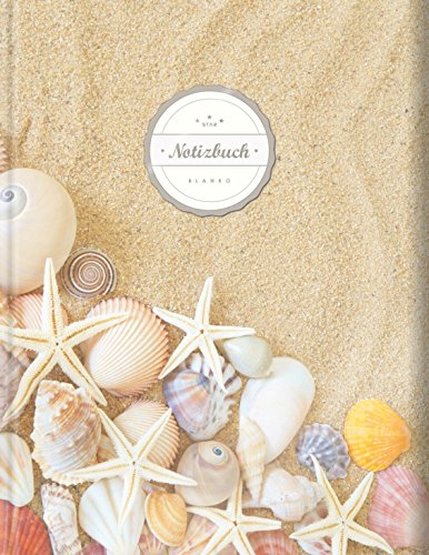 Blanko Notizbuch (©Star, A4, 156 Seiten, Softcover) || Mit Register + Seitenzahlen || Leeres Notizbuch zum Selbstgestalten, Zeichenbuch, Skizzenbuch, Blankobuch, Malbuch „Muscheln“ Cover