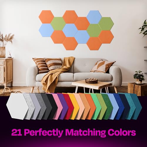Image of Acoustic Panels 12-Pack Soundproof Wall Panels 12 inchX10.4 inchX0.4 inch Sound Panels High Density Sound Dampening Panels - [Poppy Orange Hexagon]