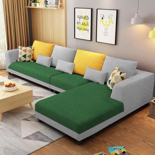 Image of Galib RHS 6 Seater L Shape Sofa Set for Living Room (Green Grey Fabric) Premium Fabric Sofa