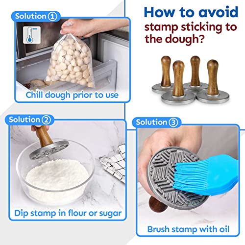 Hulisen Cookie Stamps Set Of 4, Metal Cookie Press Mold With Wooden Handle, Decorating Supplies For Diy Baking, Cake, Pastry, Easy To Use, Gift Package #TOP4