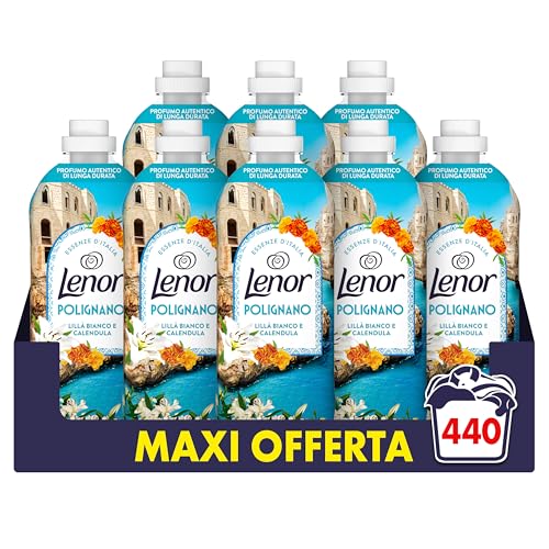 Lenor Ammorbidente Concentrato Essenze d’Italia, 440 Lavaggi (8x55), Polignano, Note di Lillà e Calendula, Profumo autentico di lunga durata
