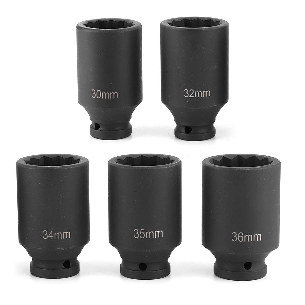 Juego de Llaves de Vaso de Impacto de 12 Puntas, 30 Llaves de Vaso de 36 Mm, Juegos de de de Impacto Profundo para Trinquete de Accionamiento, Juego de Herramientas a Prueba de Acero con