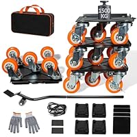 Guolich Transportwielen voor zware meubels, capaciteit 1300 kg, professioneel gereedschap voor het verhuizen van meubels, 5 wielen met afneembare zijbescherming (oranje Guolich Transportwielen voor zware meubels, capaciteit 1300 kg, professioneel gereedschap voor het verhuizen van meubels, 5 wielen met afneembare zijbescherming (oranje