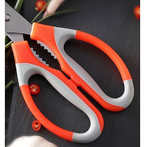 Tierhaarschere, sichere Kochschere, Küchenschere, Ultra-scharfes Edelstahl-Mehrzweck-Küchenutensil für Fleisch/Gemüse/Grillen (Orange)