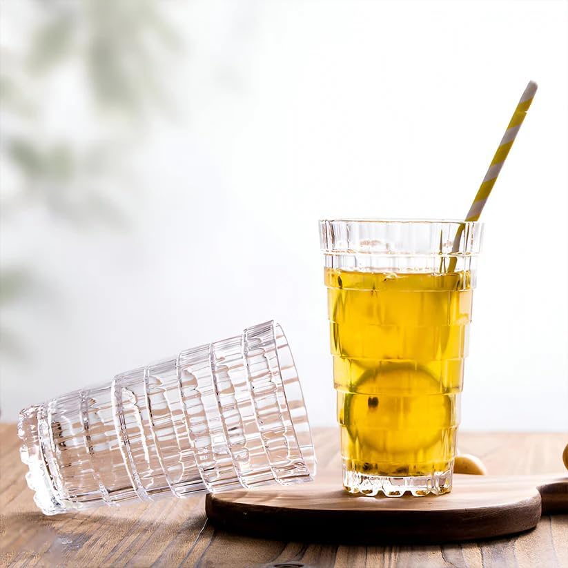 Image of Premium 350ML Juice Glasses Drinking Glasses, Highball Lead-Free Glasses, Tumblers for Water, Juice, Beer, Cocktail and Mixed Drinks - Pieces, Transparent (Hiball Glasses, 6 Count (Pack of 1))