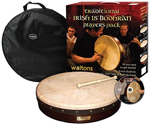 Waltons WMP1900-415 15-Inch Plain Bodhran Pack Classic Brown
