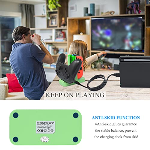 Image of FastSnail Controller Charger for Nintendo Switch & OLED Model for Joycon, Charging Dock Station for Joy con and Pro Controller with Charger Indicator & Type C Cable for Joycon 1 Controller Green