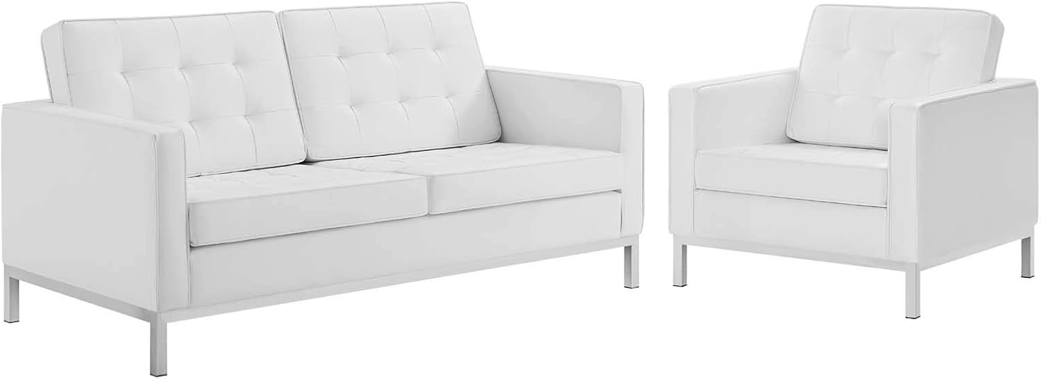 Modway Loft Set, Silver White