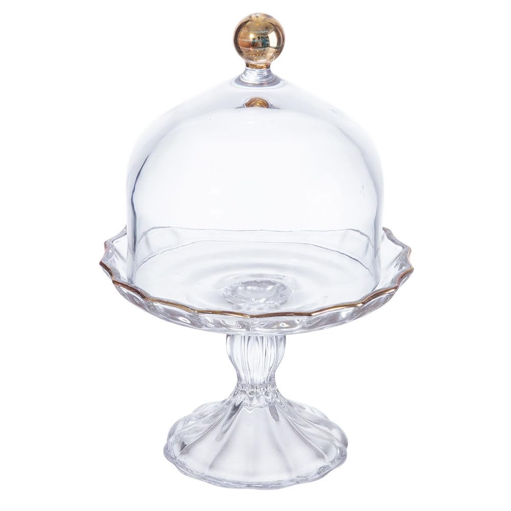 Angoily Clear Glass Cake Dome Plate, Small Footed Cake Stand with Lid Cake  Display Stand for Chocolate Candy Cheese Dessert, Cake Server Cloche