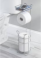 Vista 2 de mDesign Soporte de acero para papel higiénico con estante de almacenamiento, colección Concerto, cromado, capacidad para 3 rollos