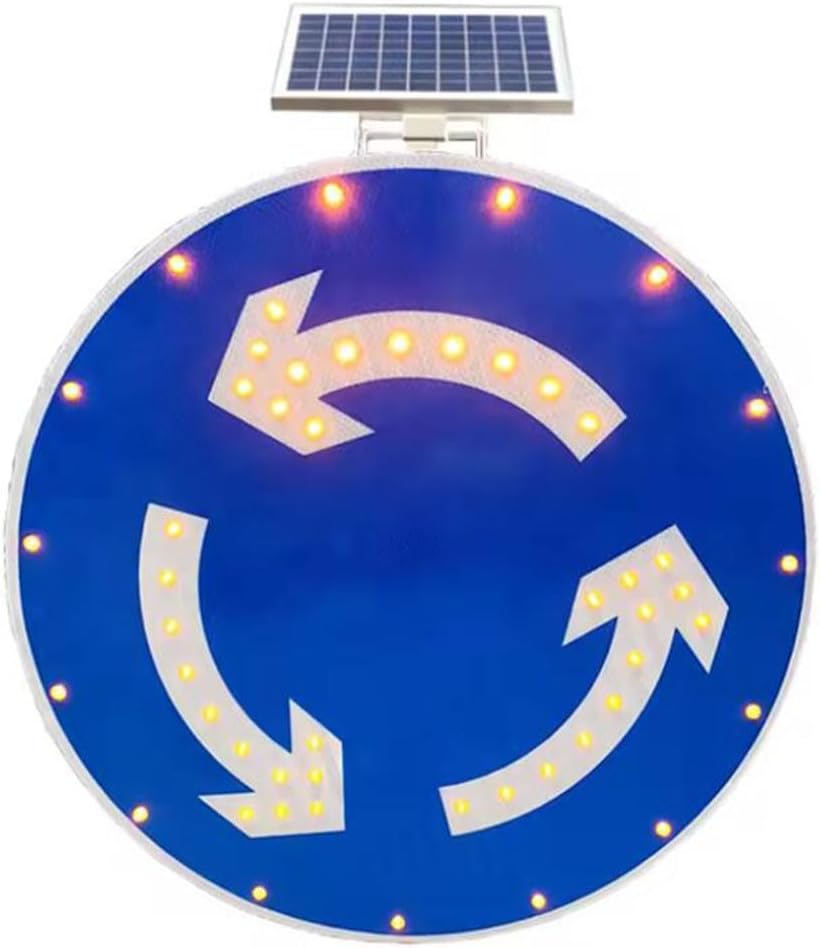 24" Solar Powered Led Roundabout Traffic Sign, High Brightness Aluminum Solar Roadway Warning Sign