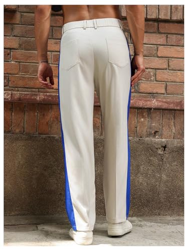 OYOANGLE Men's Color Block Pleated Front Work Pants Business Casual Long Slacks Zipper Dress Pants2