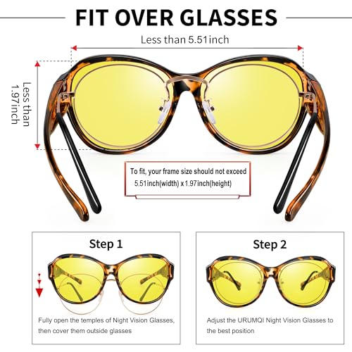 URUMQI Polarized Sunglasses Fit Over Glasses for Women, UV400 Protection Square Shades4