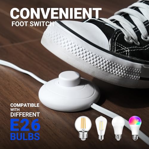 Image of Barrina Uplighting Indoor Spotlight, 2700K E26, 2 in 1 Detachable 2-Pack | Adjustable Tree Up Lights Floor Can Light, Spotlights for Indoor Plants Picture Home, 6.56FT Plug Cord, Foot Switch, White
