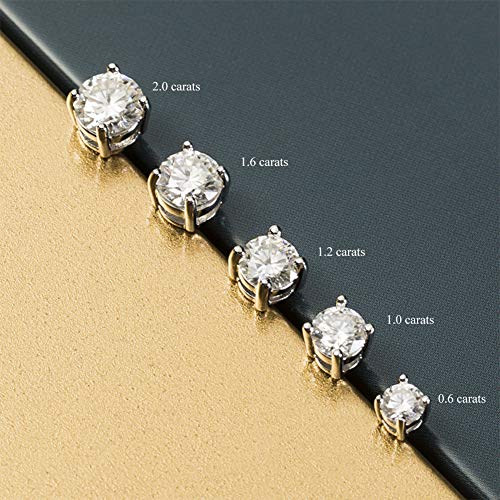 Moissanite Stud Earrings, 2Ct 6.5Mm Df Color Brilliant Round Cut Lab Created Moissanite Earrings 18K White Gold Plated Silver Friction Back For Women Men #TOP4