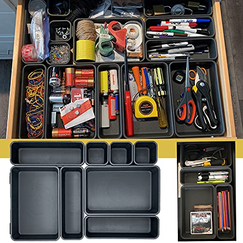 Juego de 8 bandejas de almacenaje de cajón, organizadores, cajón, cocina, separadores de cajones de plástico, muy profundos, forma universal, para mantener el cajón bien organizado para oficina y casa - imagen 5
