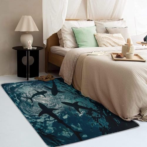 Tapete decorativo azul 91x122 cm, antideslizante y lavable miniatura 3