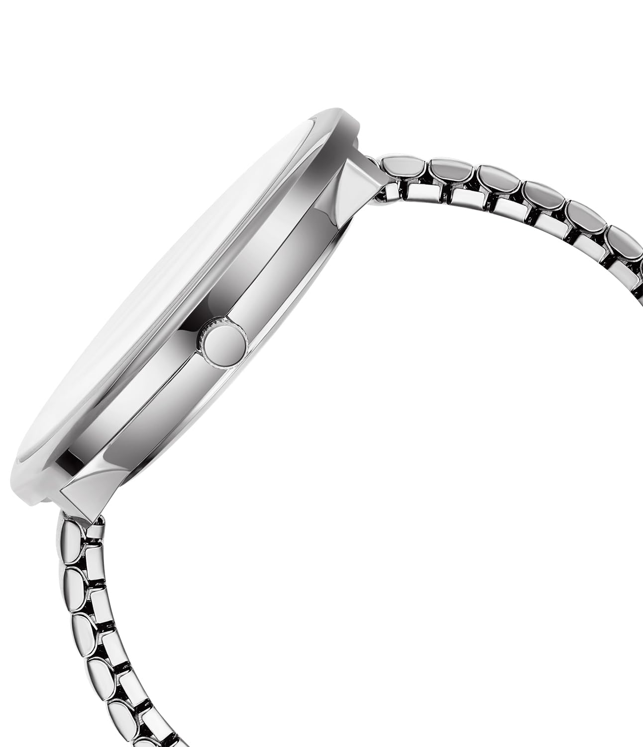 Esfera de Números Grande Fácil de Leer Correa Elástica de Acero Inoxidable Reloj de Pulsera Cuarzo Analógico para Mujer Hombre