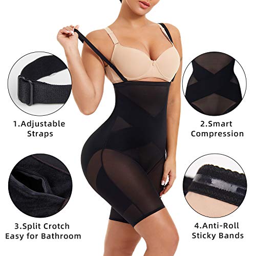 Cohtb Shapewear For Women Tummy Control Panties High Waist Body Shaper Thigh Slimmer Shorts Black #TOP1