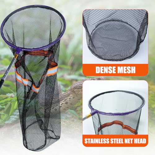 Image of Snake Catcher Net with Secure Drawstring, Rattlesnake Grabber Tool, Reptile Catch Telescopic Pole, 16''-59'' Stainless Steel Extendable Snake Stick&12'' Net Opening for Rattle Snake Removing Catching
