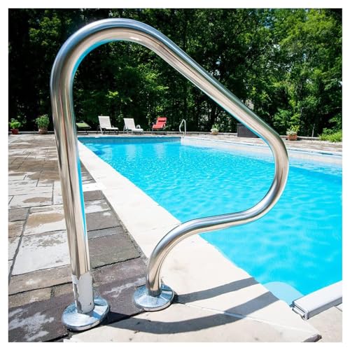 Pool Handrail,Pool Rail,Swimming Pool Stair Rail,304 Stainless Steel Pool Handrail,250 LBS Load Capacity,with Quick Mount Base,for Indoor Outdoor Pool Water Park