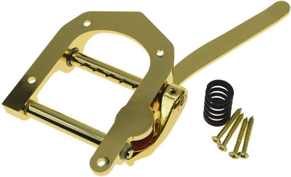 Dopro Guitar Vibrato Tailpiece Tremolo Bridge Flat Top Body Tremolo Vibrato Bridge Fits for Electric Guitars Gold