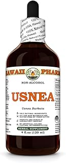 Usnea (Usnea Barbata) Dry Thallus Glycerite, Made in Hawaii, All Natural, Vegan, Lab Tested Alcohol-Free Liquid Extract - 4 fl.oz