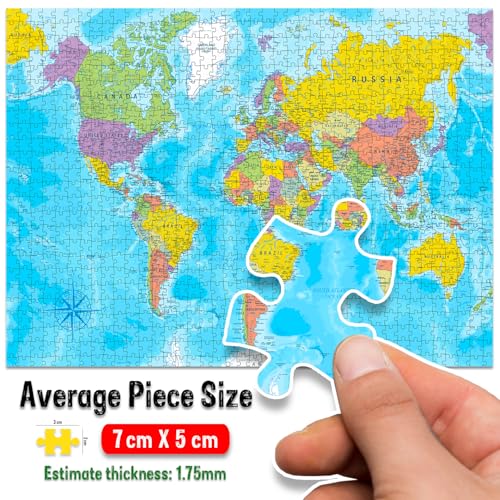 Image of World Map Jigsaw Puzzles 1000-Piece for Kids and Childrens Educational Challeging World Map Learning, Gifts, Fun and Creative Game All Country Name with Capitals - Ages 9+ (1000 Pcs)