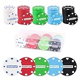 sharkplay 100Pcs Plastic Poker Chips Set with Storage Box for Blackjack, Texas Hold'em, Night Poker Games