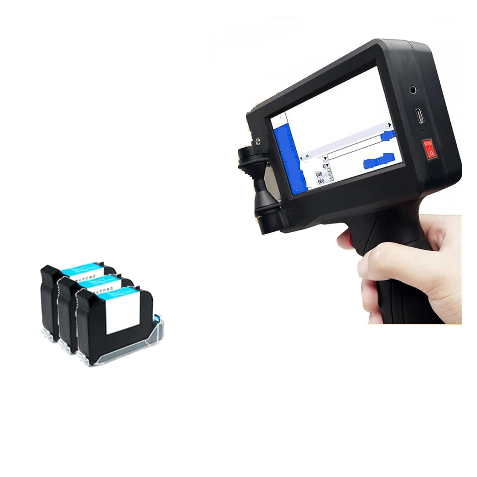 Trdewr 1 Printer-3Black Ink Handheld Inkjet Label Printer Production 0.5 Inch Date Barcode Coding Machine Batch Number Qr Permanent Quick Drying The Weld Is Strong(1 Printer-3Black Ink)