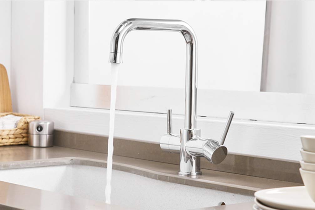 Black Double Bend Kitchen Water Purifica Faucet with Filtered Spout Tap Bronze Sink Mixer Crane,Chrome