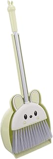 Ciieeo Escoba y Recogedor para Pequeño y Ligero Herramienta de Limpieza y Práctica Diseño de Dibujos Animados Color Verde para Fomentar Responsabilidad y Habilidades Manuales Infantiles