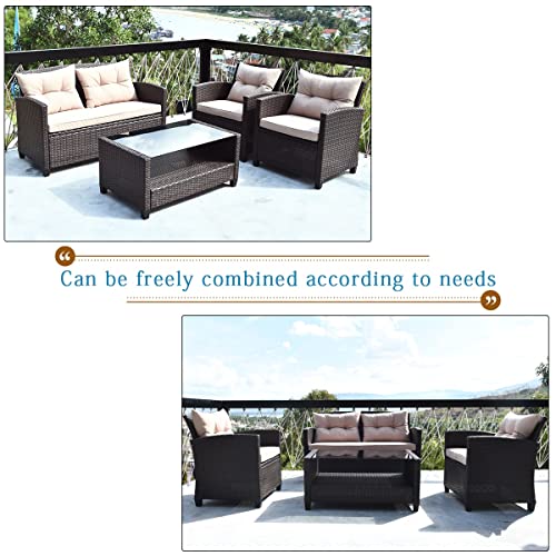Acquire 8Pcs Outdoor Rattan Furniture Set Cushioned Sofa Armrest Table Single Sofa Loveseat #TOP4